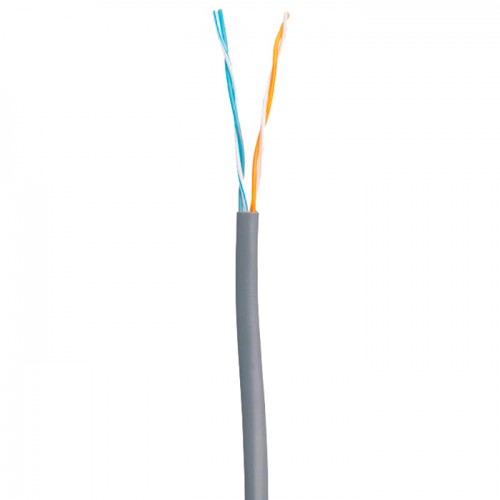 Кабель UTP кат.5, 2 пары, CU, 305м, внутренний, одножильный, серый, NETLAN EC-UU002-5-PVC-GY