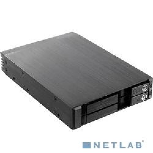 Корзина ProcaseT2-012-SATA3-BK 2*2.5" SATA3/SAS 6Gb hotswap trayless aluminium mobie rack module (1x3,5) 1xFAN 80x15mm, черный