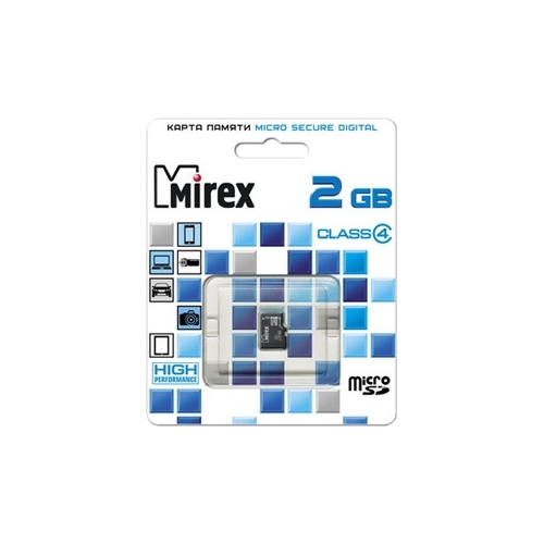 Карта памяти microSD 2Gb Mirex Class 4 (13612-MCROSD02)