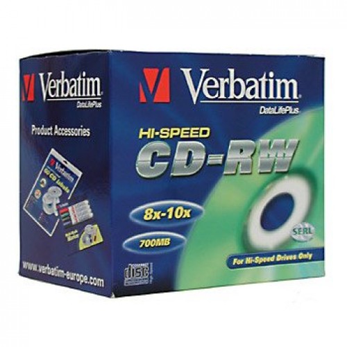Диск CD-RW перезап. Verbatim DL+ 700Mb 10-12х, 10шт., Jewel Case (43148)