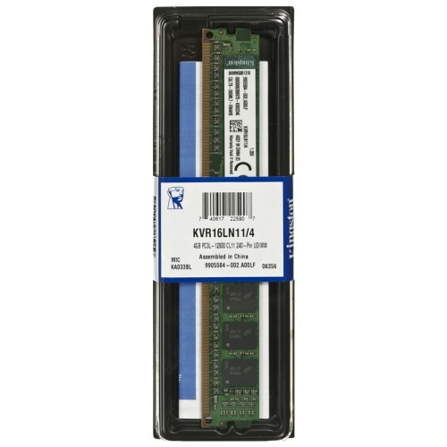 Модуль DIMM DDR3 SDRAM 4096 Mb Kingston (PC3-12800,1600MHz)  CL11 (KVR16LN11/4)