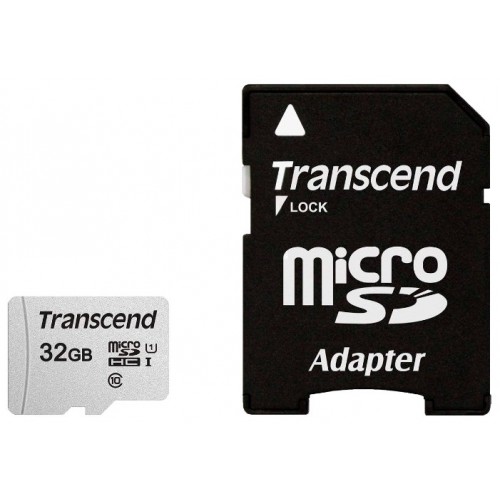 Карта памяти microSDHC 32Gb Transcend Class 10 UHS-I + Adapter) (TS32GUSD300S-A)