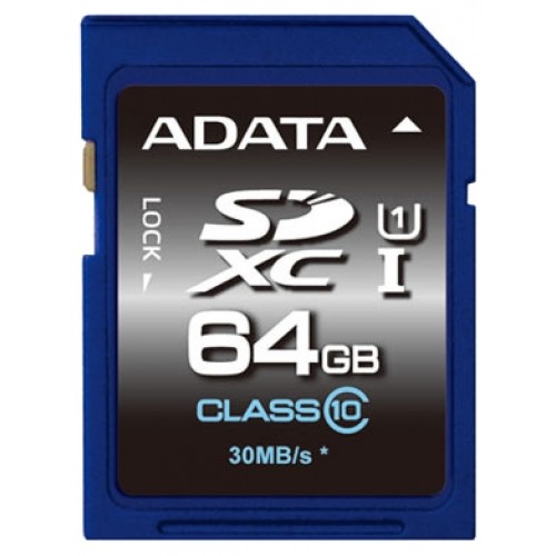 Карта памяти SDXC 64Gb A-Data Premium (Class 10 UHS-I) (ASDX64GUICL10-R)