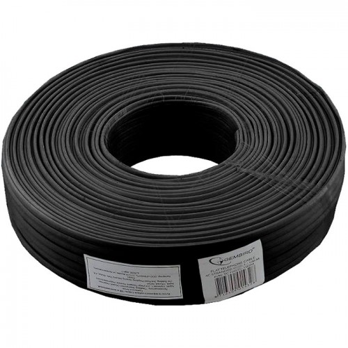 Кабель телефонный 4 жилы плоский многожильный 100 м, черный (TC1000S/bl-100m)