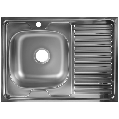 Мойка накладная левая, 60x80 см, нержавеющая сталь, глубина 16 см