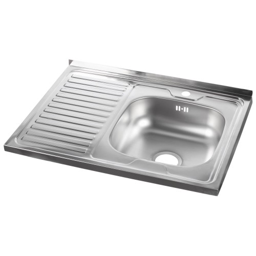 Мойка накладная правая, 60x80 см, нержавеющая сталь, глубина 16 см