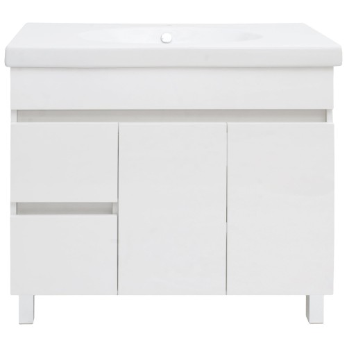 Тумба под раковину напольная Sensea «Лайн» 90 см цвет белый