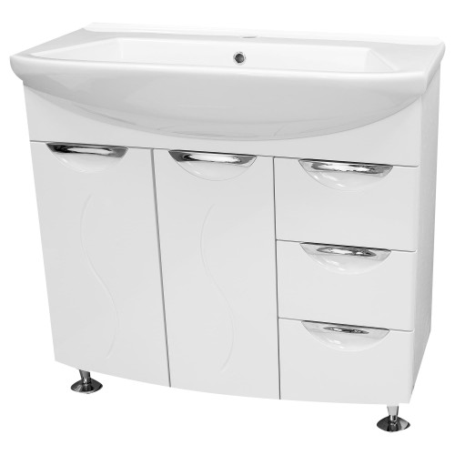 Тумба под раковину напольная Лагуна «Глория» 90 см цвет белый