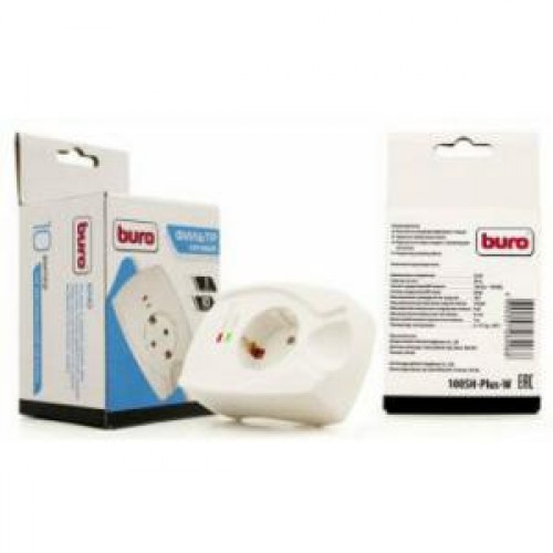 Фильтр сетевой Buro 100SH-Plus-W (1 розетка) белый