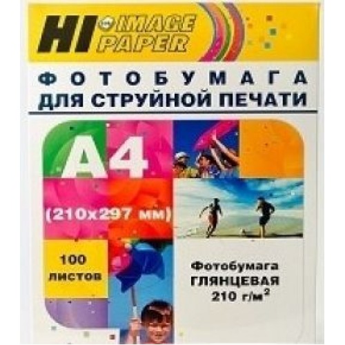 Бумага Hi-image paper для фотопечати А4, 210 г/м2, 100 листов, глянцевая односторонняя(A200402U)