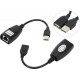 Кабель USB 2.0 Am-Af-repeater VCOM, удлинитель по витой паре до 45м, Black (CU824)