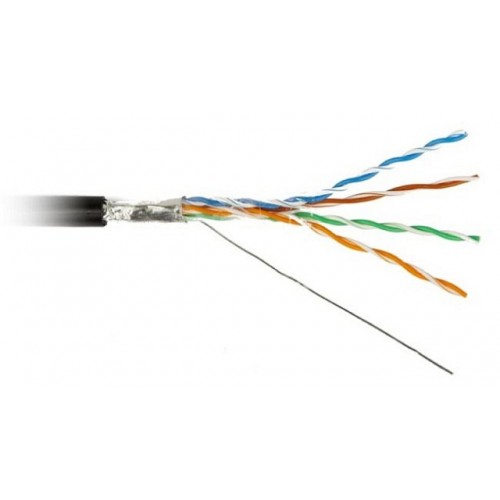 Кабель UTP Cat.5e, 4 pairs, solid,CCA alloy, wooden reel, PE+PVC compound jacket, outdoor 305м