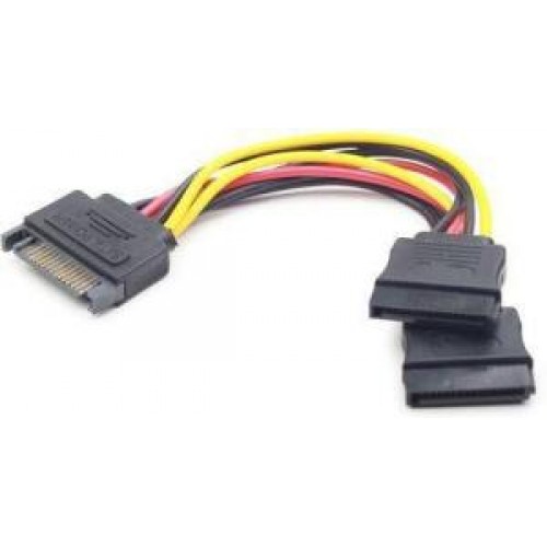 Кабель питания Gembird/Cablexpert SATA CC-SATAM2F-01, 15см, 15pin (M)/2x15pin(F), на 2 SATA устр