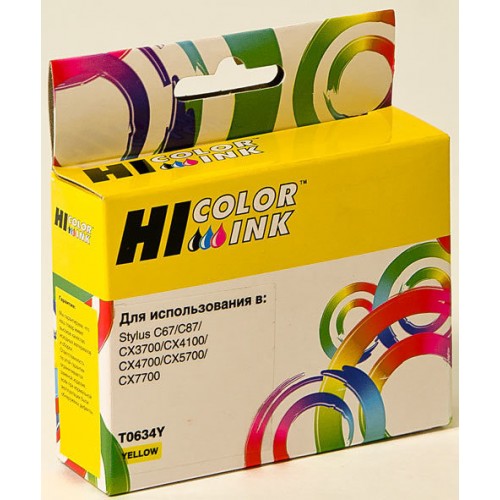 Картридж Epson Stylus C67/87/CX3700/4100/4700 Yellow (Hi-black) new, C13T06344A