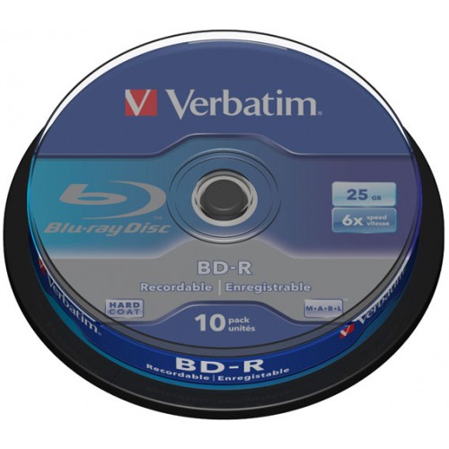 Диск Verbatim  BD-R 25Gb 6x, 10шт., Cake Box (43742)