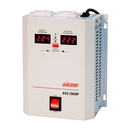 Стабилизатор напряжения Powerman AVS 2000P, 2000VA, EURO, белый