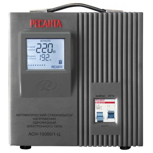 Стабилизатор напряжения Ресанта АСН-10000/1-Ц, 10000W, EURO, серый
