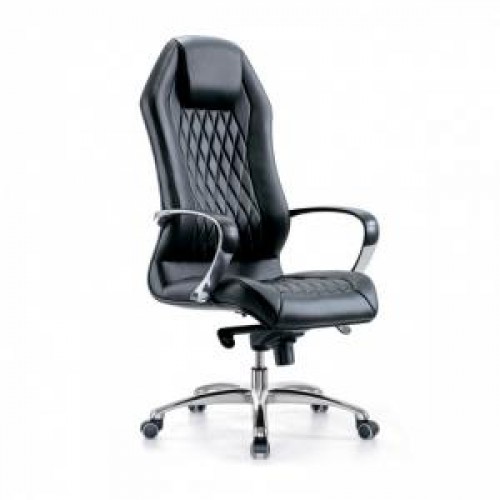 Кресло руководителя Бюрократ Aura/Black черный кожа (алюминий)