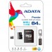Карта памяти microSD Card64Gb A-Data microSDXC Premier Class 10 UHS-I + SD Adapter  (AUSDX64GUICL10-RA1)