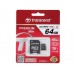 Карта памяти microSD Card64Gb Transcend SDXC Class 10 + адаптер (TS64GUSDU1)