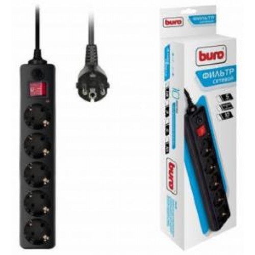 Фильтр сетевой BURO 500SH-3-B 3м (5 розеток) черный