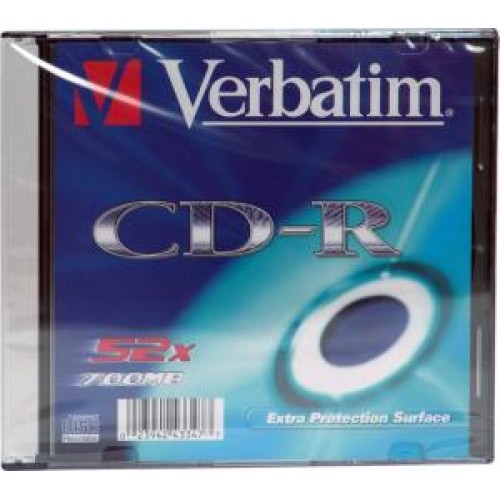 Диск CD-R Verbatim DL 700Mb 48-52x,   1шт. Slim  Case (43347)