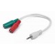 Кабель 3.5мм Jack 4pin(m) - 2x 3.5мм Jack (f) Gembird CCA-417W, white