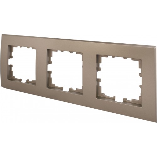 Рамка Lexman Виктория, плоская, 3 поста, цвет шампань матовый
