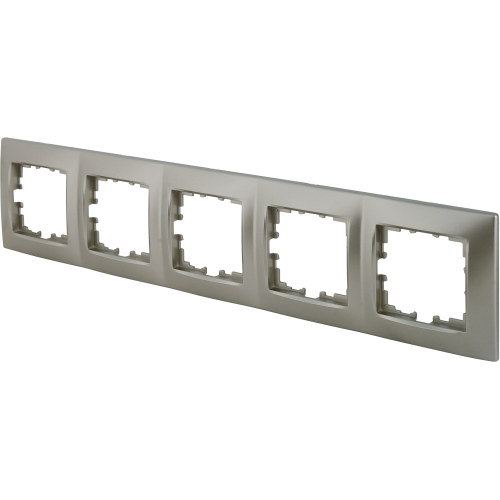 Рамка для розеток и выключателей сферическая, 5 постов, цвет шампань матовый