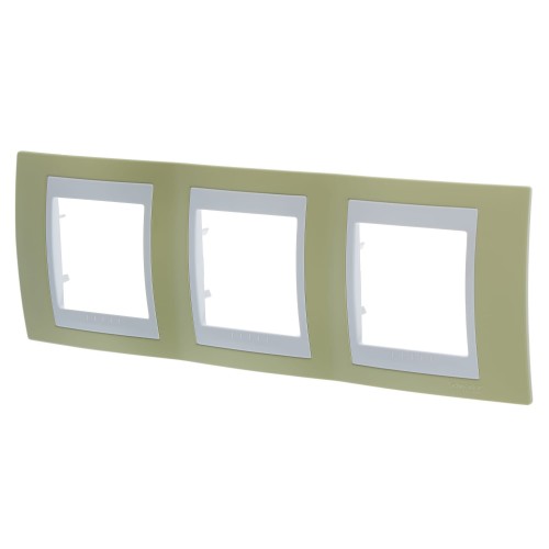 Рамка Schneider Electric Unica, хамелеон, 3 поста, горизонтальная, цвет зелёное яблоко/белый