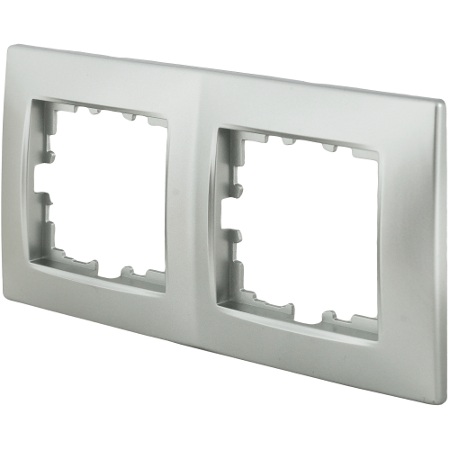 Рамка Lexman Виктория, сферическая, 2 поста, цвет матовое серебро