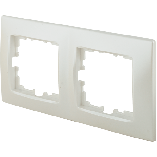 Рамка Lexman Виктория, сферическая, 2 поста, цвет жемчужно-белый матовый