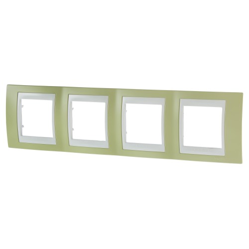 Рамка Schneider Electric Unica, хамелеон, 4 поста, горизонтальная, цвет зелёное яблоко/бежевый