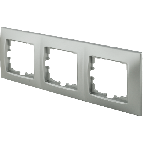 Рамка Lexman Виктория, сферическая, 3 поста, цвет матовое серебро