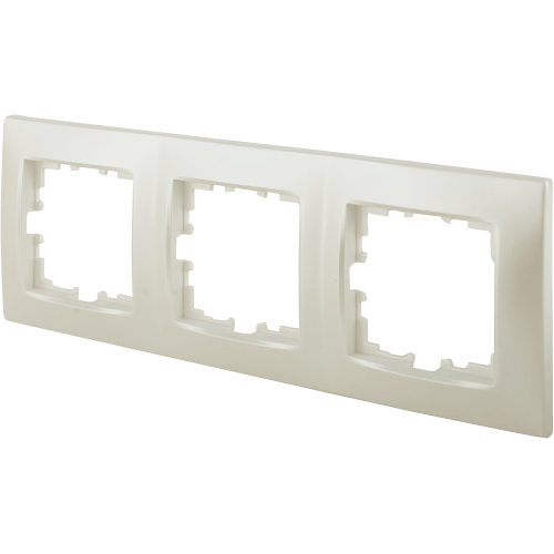 Рамка Lexman Виктория, сферическая, 3 поста, цвет жемчужно-белый матовый