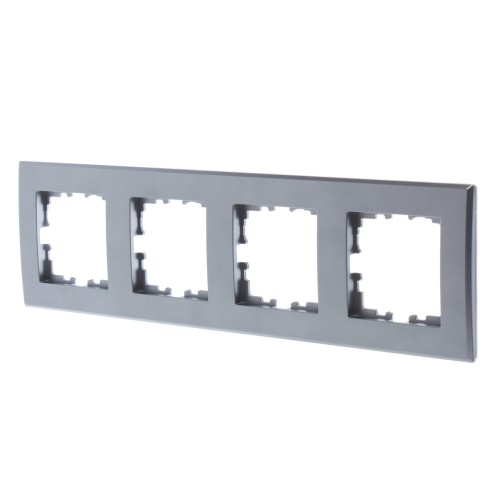 Рамка Lexman Виктория, плоская, 4 поста, цвет серый
