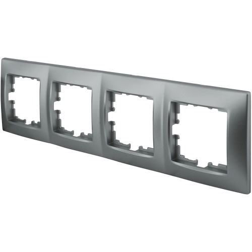 Рамка Lexman Виктория, сферическая, 4 поста, цвет матовое серебро