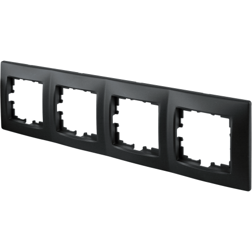 Рамка Lexman Виктория, сферическая, 4 поста, цвет чёрный бархат матовый