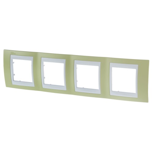 Рамка Schneider Electric Unica, хамелеон, 4 поста, горизонтальная, цвет зелёное яблоко/белый