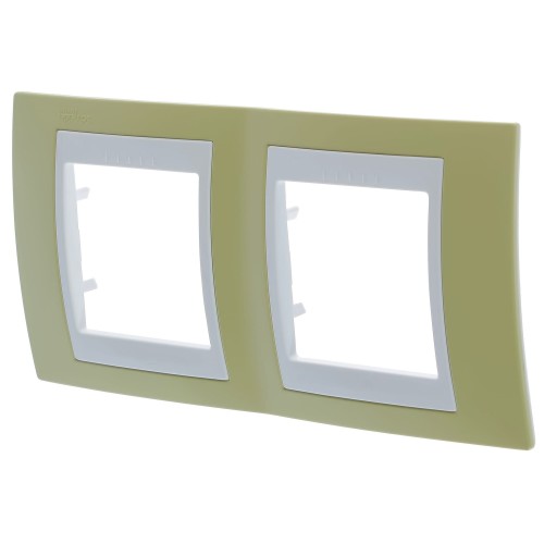 Рамка Schneider Electric Unica, хамелеон, 2 поста, горизонтальная, цвет зелёное яблоко/белый