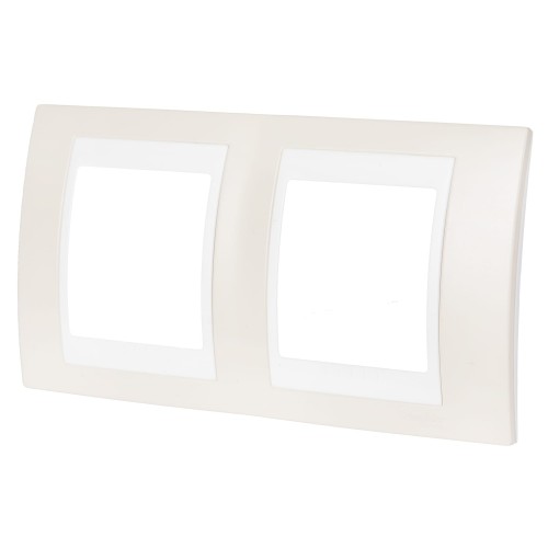 Рамка Schneider Electric Unica, 2 поста, цвет песчаный/белый
