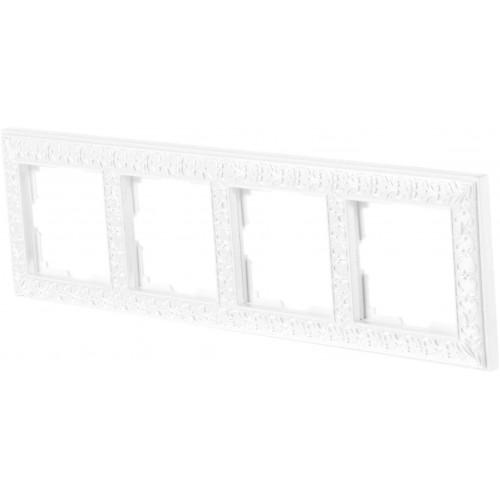 Рамка для розеток и выключателей Antik 4 поста цвет жемчужный