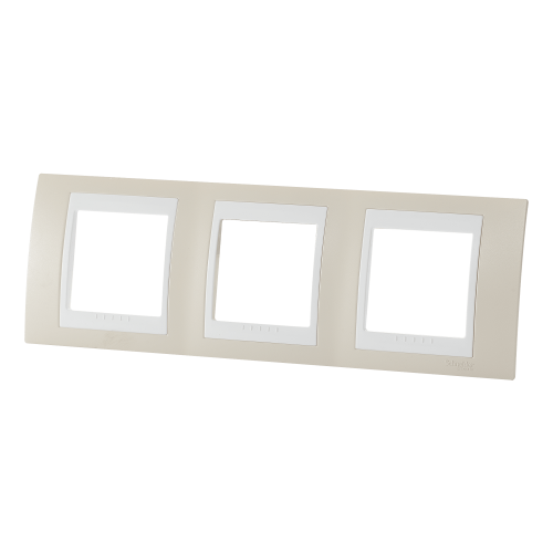 Рамка Schneider Electric Unica, 3 поста, цвет песчаный/белый
