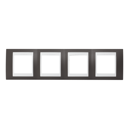 Рамка Schneider Electric Unica, 4 поста, цвет какао/белый