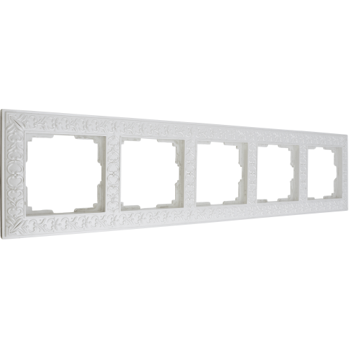 Рамка для розеток и выключателей Antik 5 постов цвет жемчужный