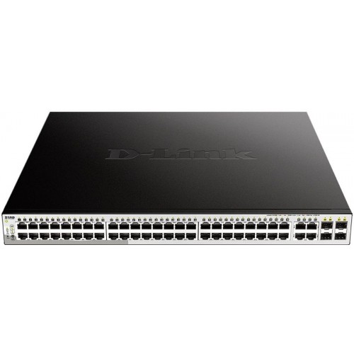 Коммутатор D-Link DGS-1210-52MP/F1A, Gigabit Smart Switch with 48 10/100/1000Base-T PoE and 4 Gigab