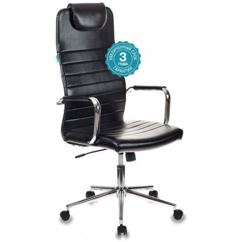 Кресло руководителя БЮРОКРАТ KB-9N/ECO/BLACK, на колесиках, искусственная кожа, черный