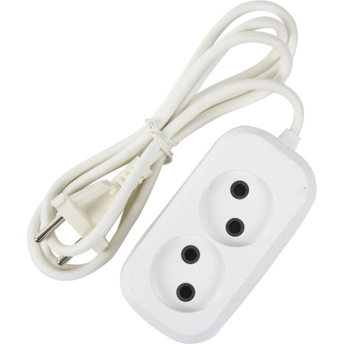 Удлинитель без заземления для маломощной техники 2 розетки 1.5 м цвет белый