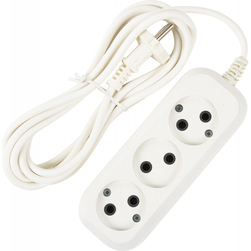 Удлинитель без заземления для маломощной техники 3 розетки 3 м цвет белый