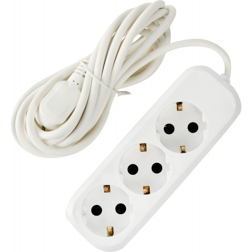 Удлинитель с заземлением для маломощной техники 3 розетки 3 м цвет белый